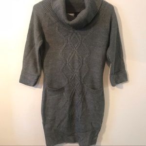 Pink Rose Grey Knit Sweater Dress